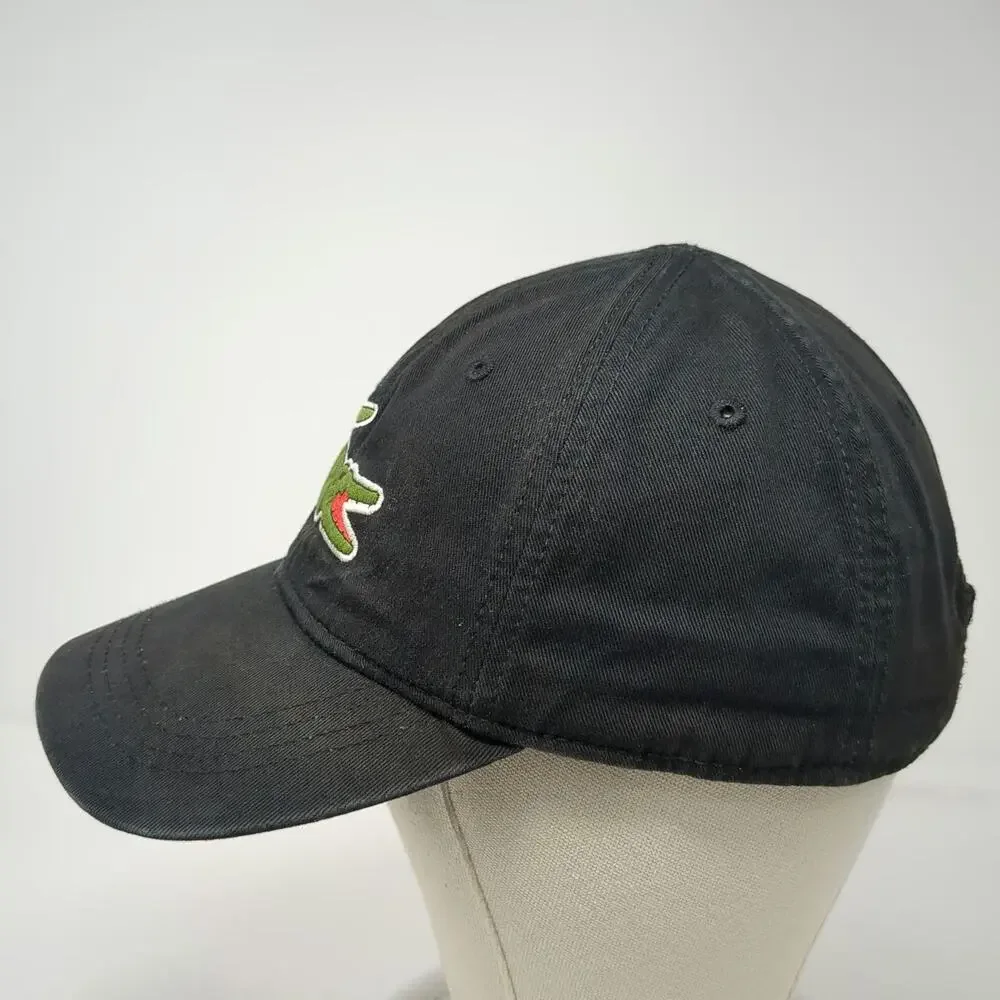 Lacoste Baseball Cap Black One Size Large Embroidered Crocodile Slideback Hat